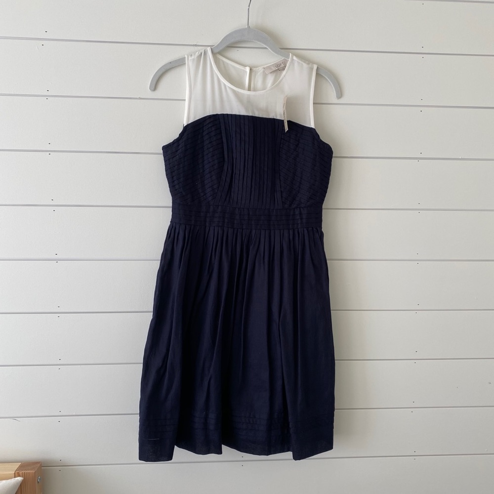 Navy a-line dress - loft petite